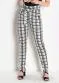 Moda Pop - Calça Xadrez e BrancaCom Faixa na Cintura - variação: Xadrez e Branca