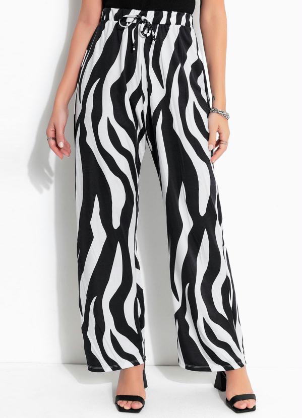 Moda Pop - Calça Zebra com Elástico e Amarração