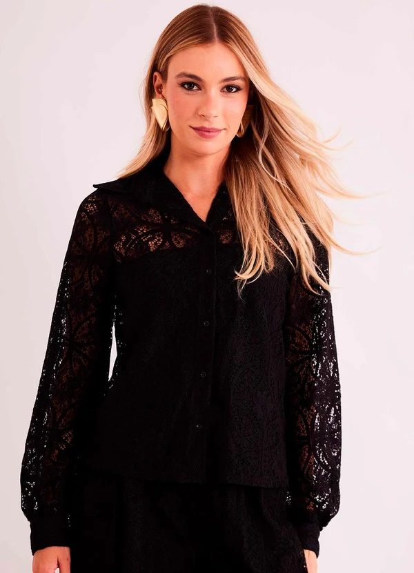 Sofie - Camisa de Manga Longa Urban Frame em Plano Renda