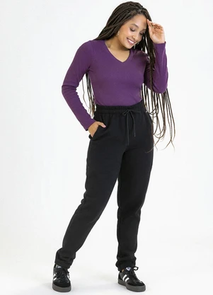 Soft Bonni - Calça Adulto em Moletom Preto - SOFT BONNI