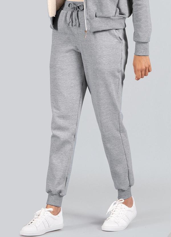 Soft Bonni - Calça Adulto Feminino Moletom com Punho Cinza