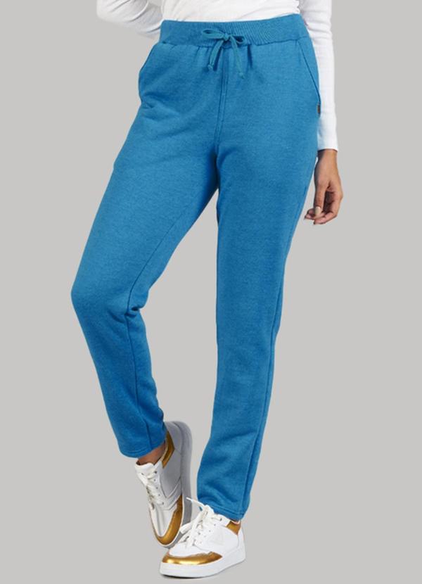 Soft Bonni - Calça Adulto Feminino Moletom sem Punho Azul