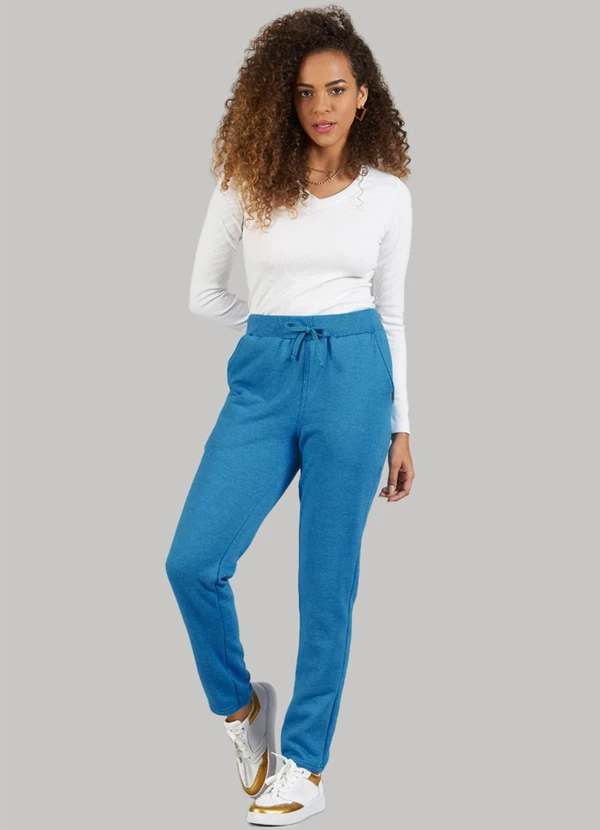 Soft Bonni - Calça Adulto Feminino Moletom sem Punho Azul 2