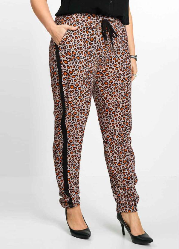 Cala Animal Print com Faixa Lateral (Laranja)