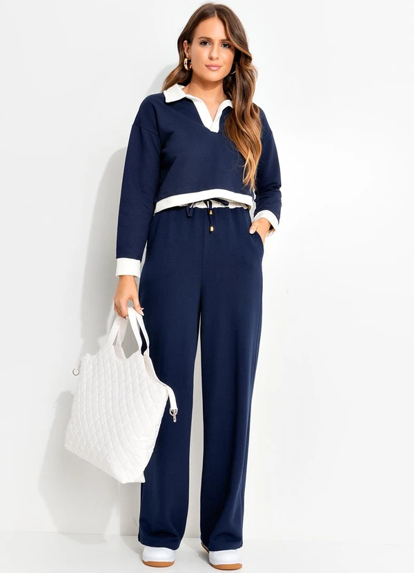 Quintess - Calça Azul Escuro em Moletom 3