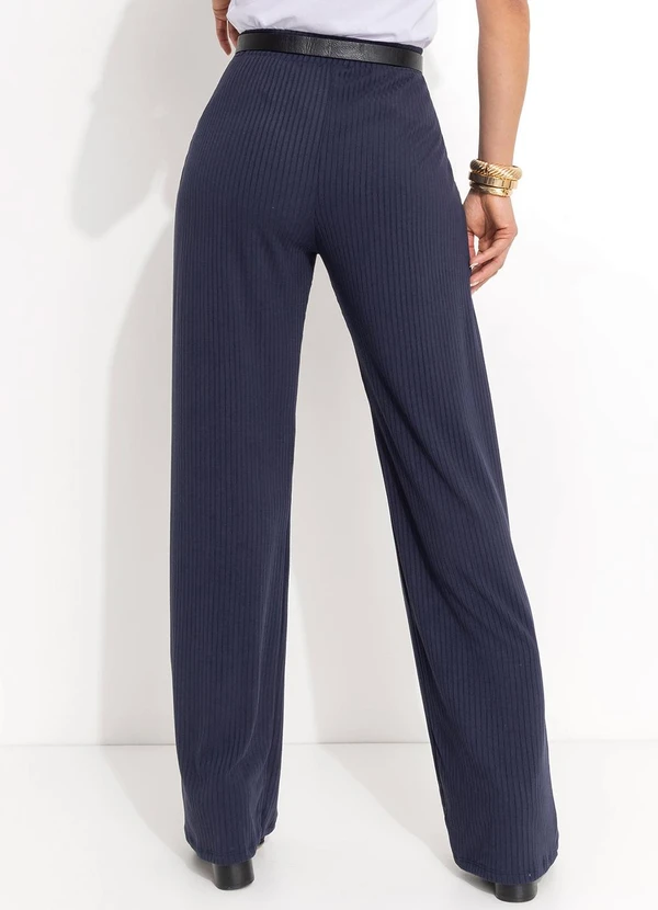 Quintess - Calça Azul Marinho em Malha Canelada 11