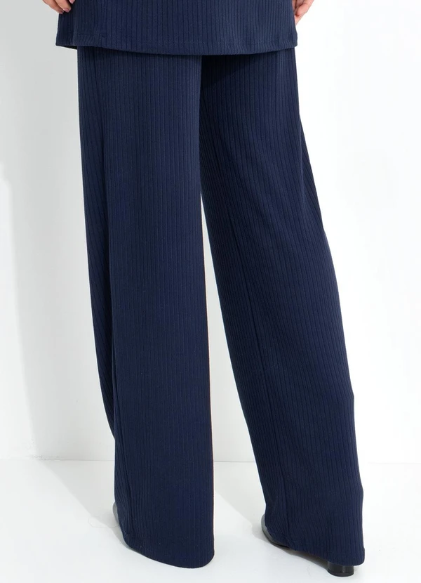 Quintess - Calça Azul Marinho em Malha Canelada 6