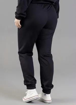 Just Basic - Calça Básica em Moletom Preto - JUST BASIC