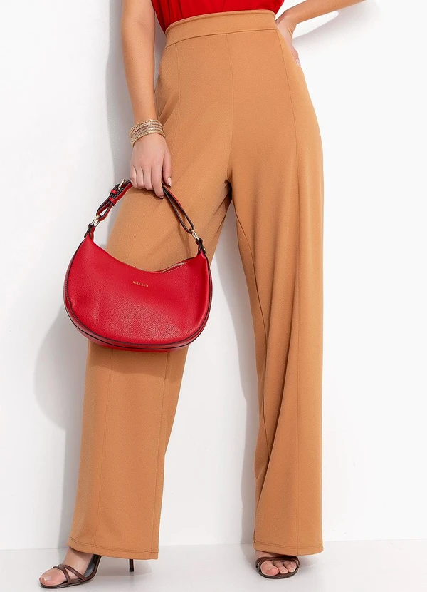 Quintess - Calça Bege em Malha Crepe