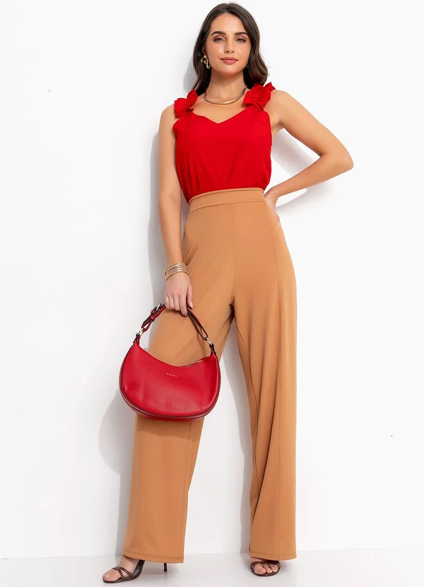 Quintess - Calça Bege em Malha Crepe 8