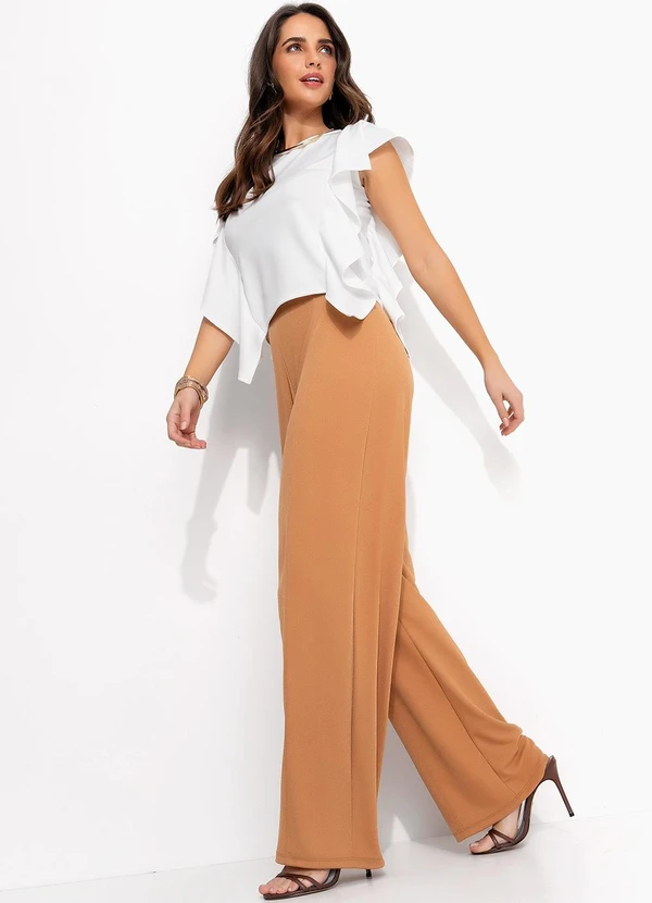 Quintess - Calça Bege em Malha Crepe 6