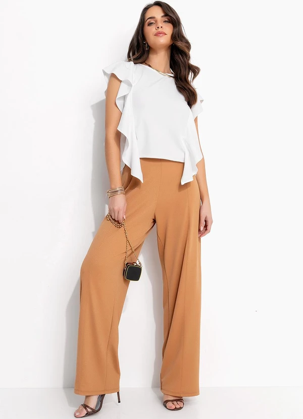 Quintess - Calça Bege em Malha Crepe 5