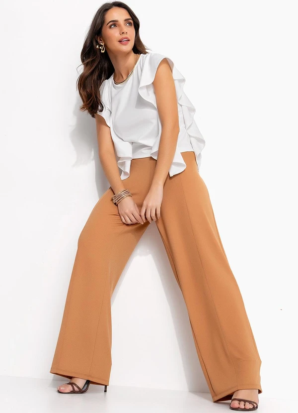 Quintess - Calça Bege em Malha Crepe 3