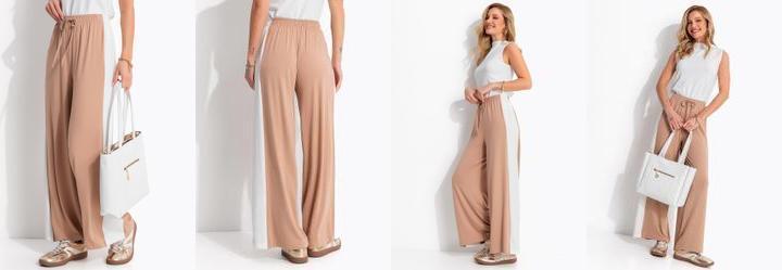 Cal�a Bege em Malha de Viscose