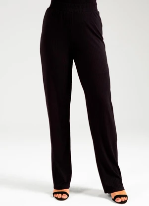Cativa - Calça Canelado de Cintura Alta Preto - CATIVA