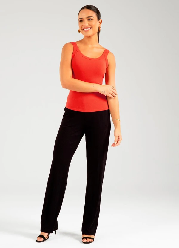 Cativa - Calça Canelado de Cintura Alta Preto 2