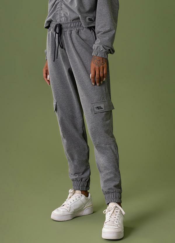 The Philippines - Calça Cargo Moletom Feminina Cinza