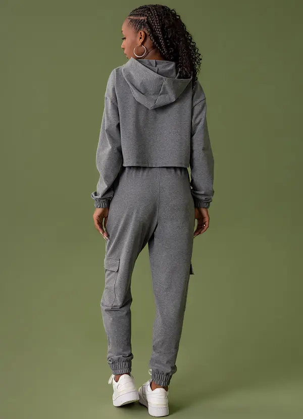 The Philippines - Calça Cargo Moletom Feminina Cinza 4