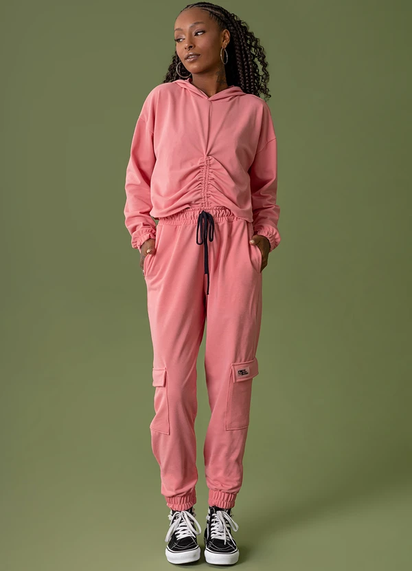 The Philippines - Calça Cargo Moletom Feminina Rosa 3