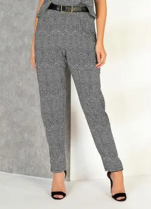Moda Pop - Calça Chevron Preto com Pregas - MODA POP
