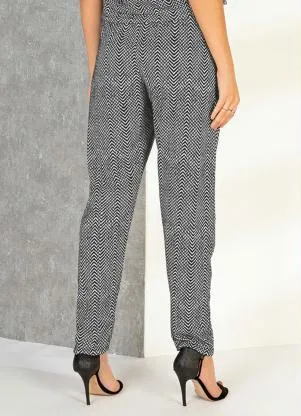 Moda Pop - Calça Chevron Preto com Pregas - MODA POP