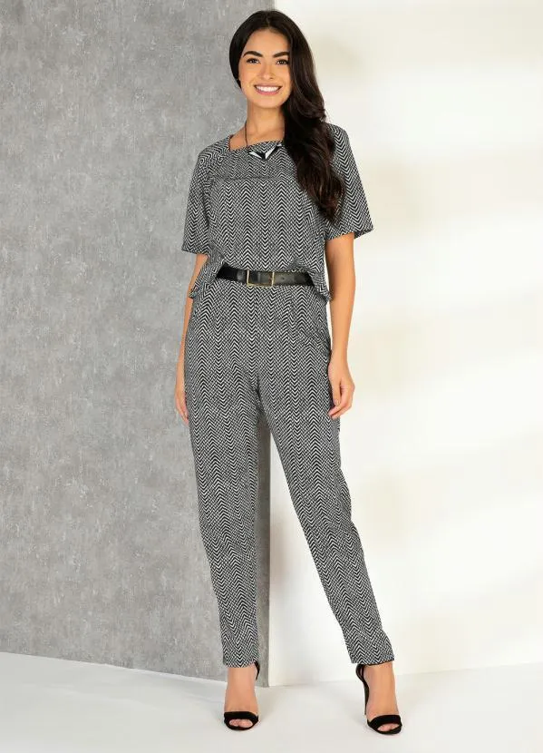 Moda Pop - Calça Chevron Preto com Pregas 3