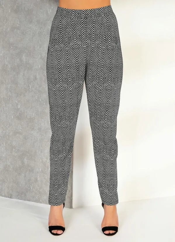 Moda Pop - Calça Chevron Preto com Pregas 5