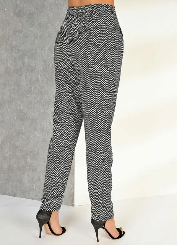 Moda Pop - Calça Chevron Preto com Pregas 6