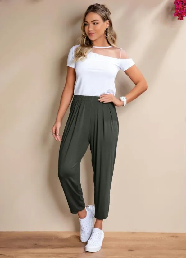 Quintess - Calça Chumbo Soltinha com Pregas 7