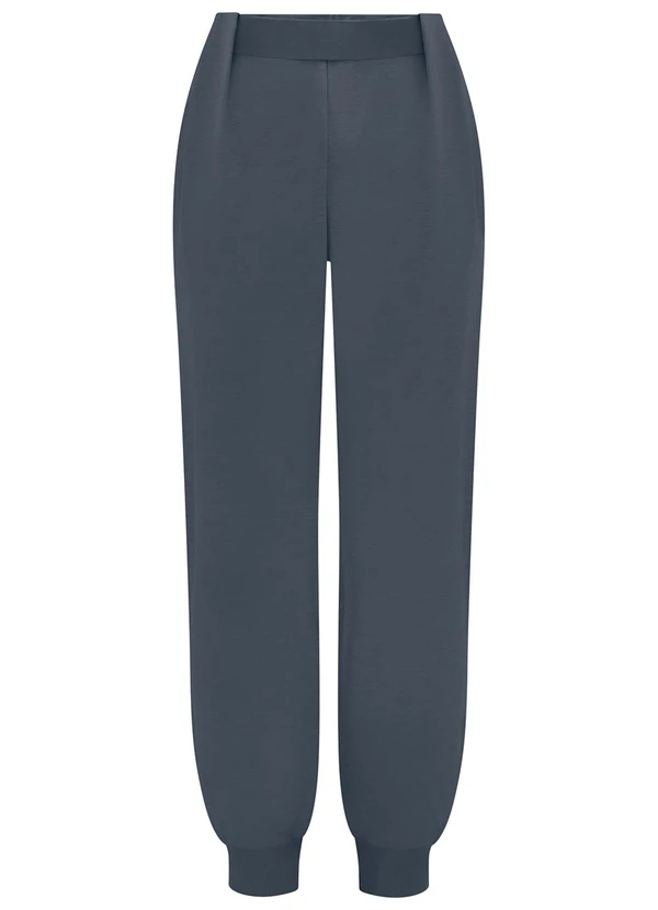 Lunender - Calça com Barras Ajustadas em Moletom Azul