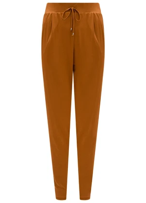 Lunender - Calça com Bolsos e Cadarço em Moletom Laranja - LUNENDER