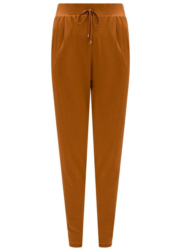 Lunender - Calça com Bolsos e Cadarço em Moletom Laranja