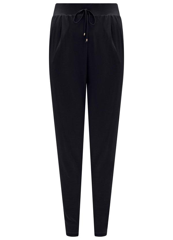 Lunender - Calça com Bolsos e Cadarço em Moletom Preto