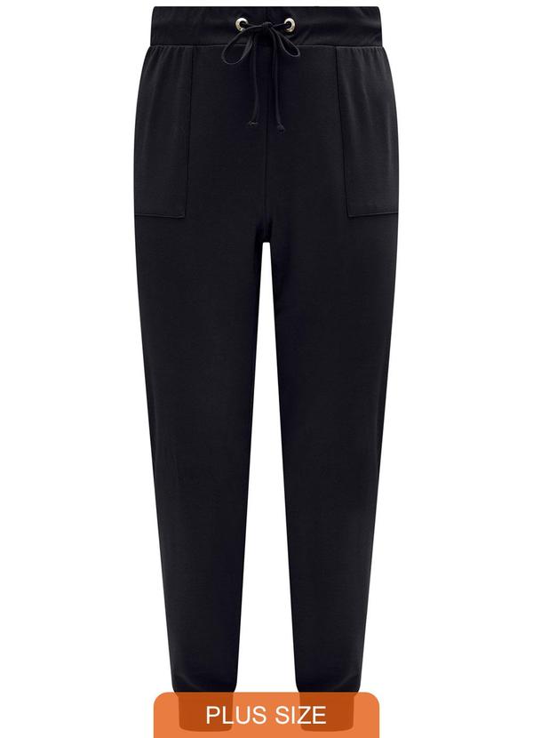 Lunender Mais Mulher - Calça com Bolsos e Cadarço em Moletom Preto 1
