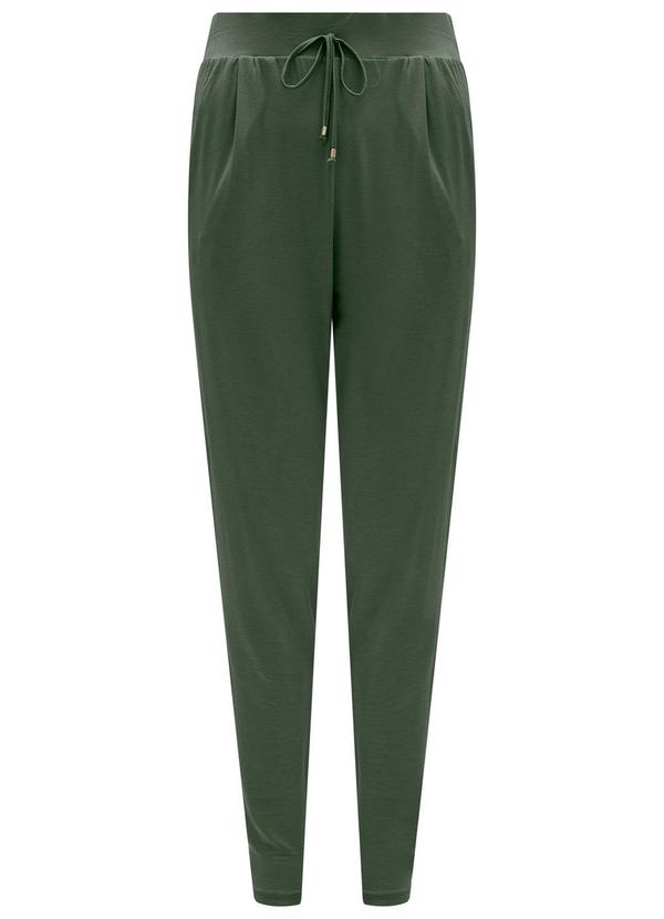 Lunender - Calça com Bolsos e Cadarço em Moletom Verde