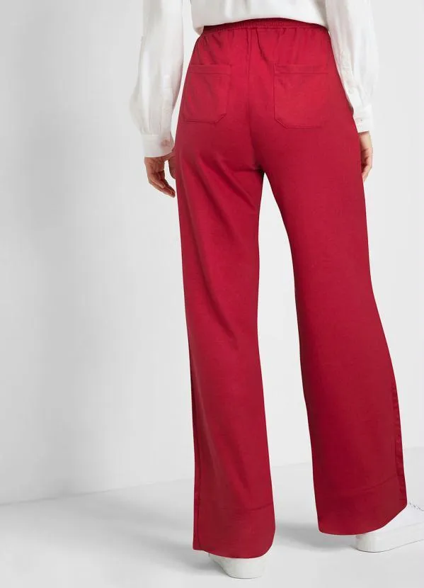 bonprix - Calça com Bolsos Frontais e Elástico Vermelha 4