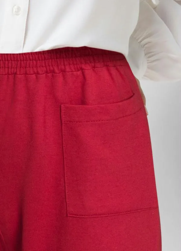 bonprix - Calça com Bolsos Frontais e Elástico Vermelha 3