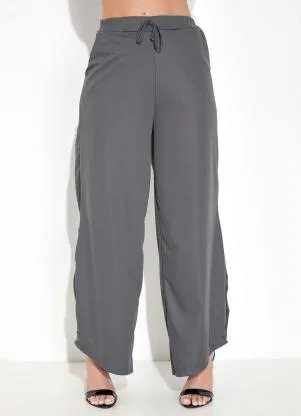 Moda Pop - Calça com Botões na Barra Cinza - MODA POP