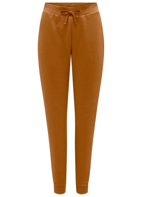 Lunender - Calça com Cadarço em Malha de Moletom Laranja