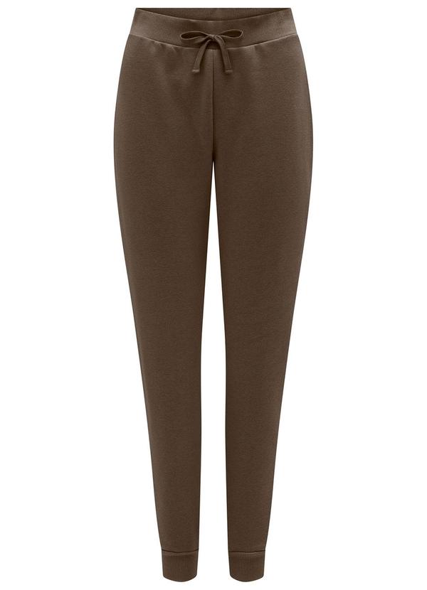 Lunender - Calça com Cadarço em Malha de Moletom Marrom