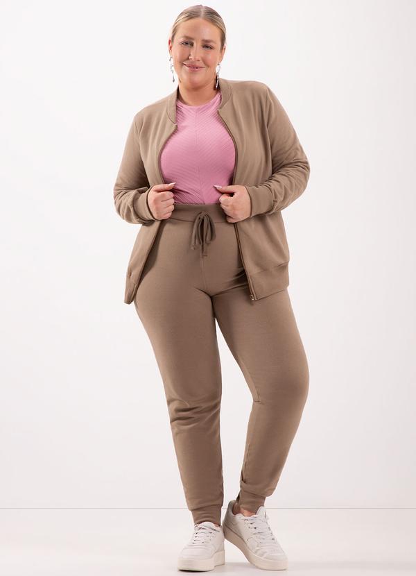 Lunender Mais Mulher - Calça com Cadarço em Moletom Felpado Marrom 1