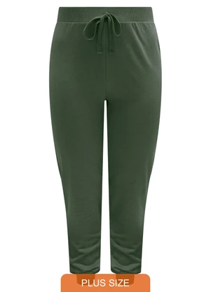 Lunender Mais Mulher - Calça com Cadarço em Moletom Felpado Verde - LUNENDER MAIS MULHER