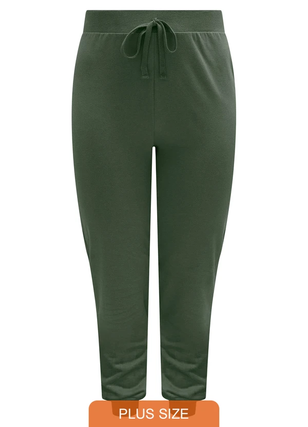 Lunender Mais Mulher - Calça com Cadarço em Moletom Felpado Verde