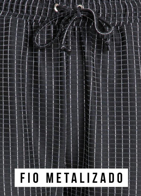 Quintess - Calça com Fios Metalizados Prata Preta 5