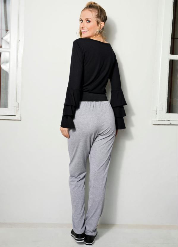 Moda Pop - Calça Comfort Cintura Alta Mescla com Bolsos 6