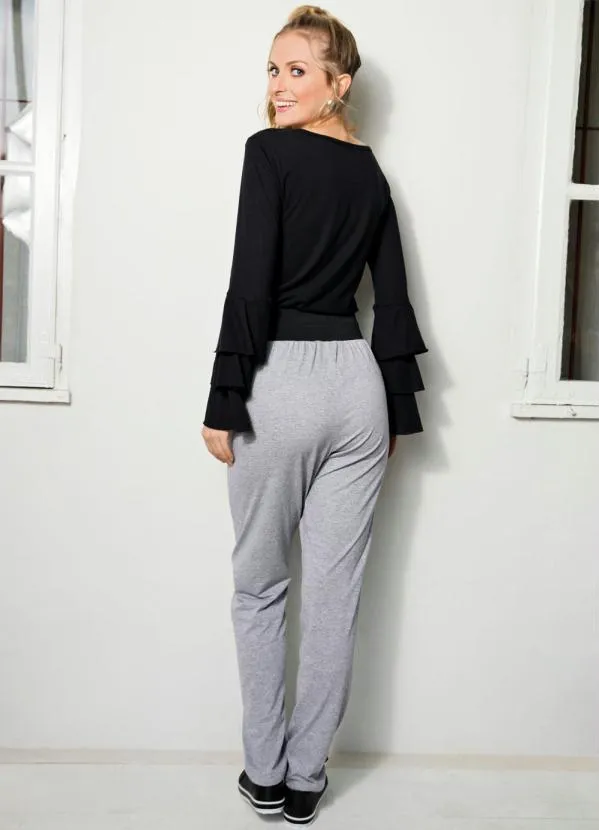 Moda Pop - Calça Comfort Cintura Alta Mescla com Bolsos 6