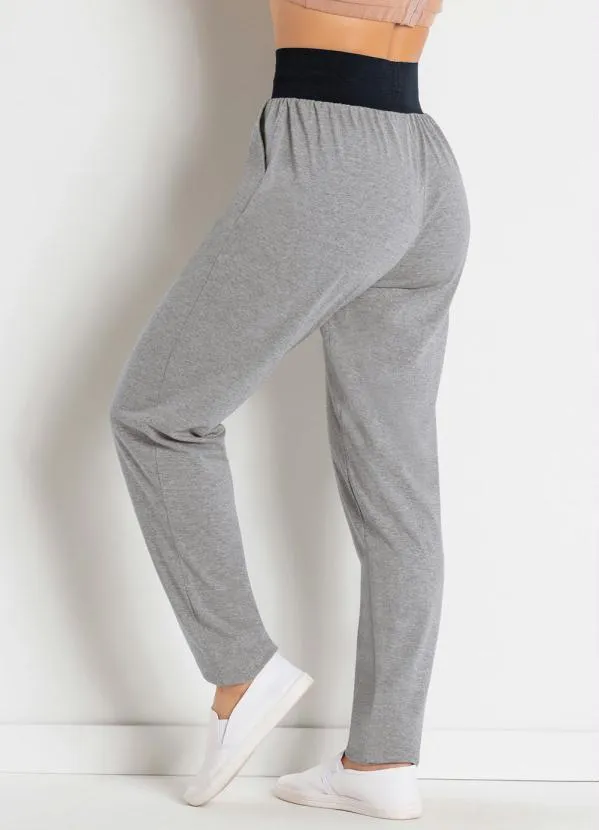 Moda Pop - Calça Comfort Cintura Alta Mescla com Bolsos 9