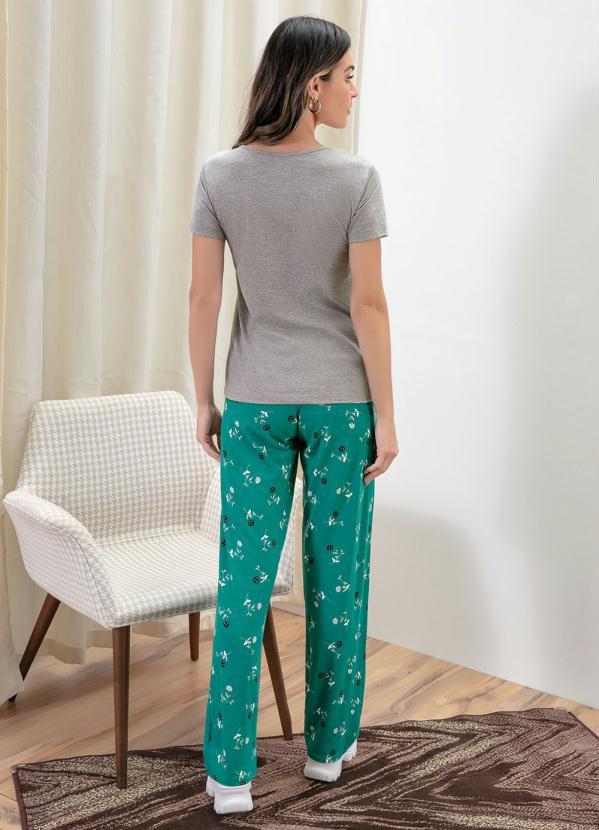 bonprix - Calça Comfort Pantalona Floral Verde 4