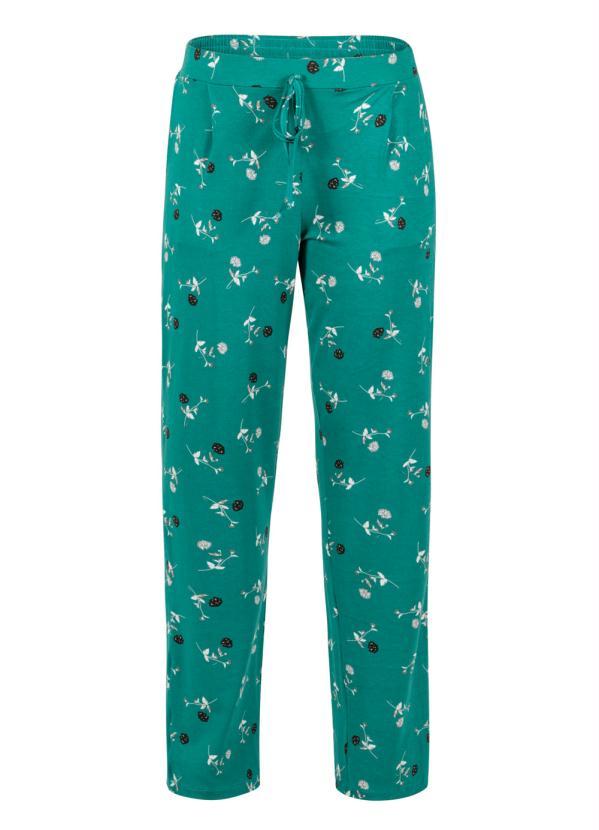 bonprix - Calça Comfort Pantalona Floral Verde 8