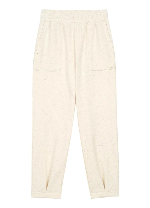 Marialícia - Calça Comfy Feminina Moletom com Linho Bege 3